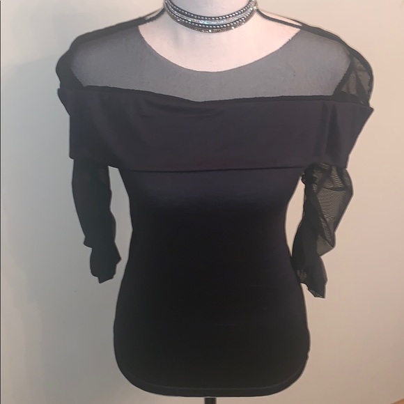 Bambina Mia Tops - NWOT Black Off the Shoulder Sheer Shoulder Top